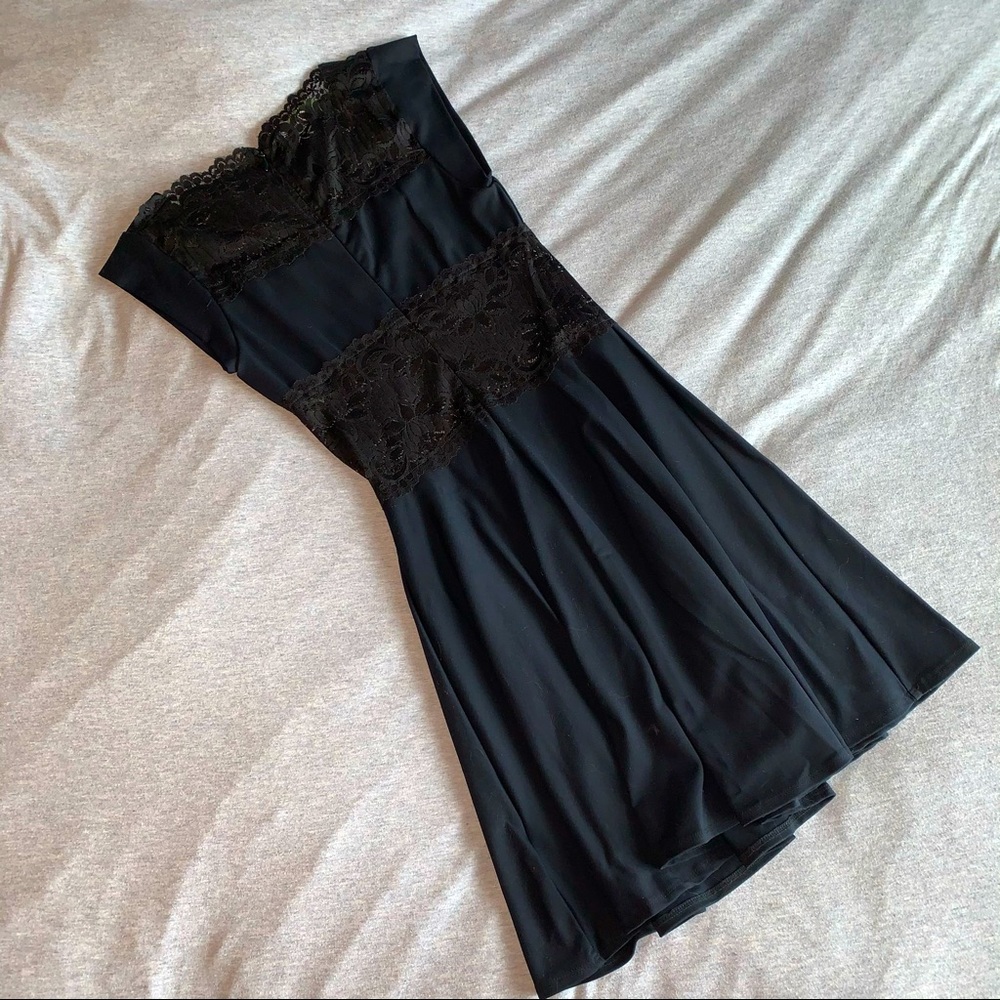 Bebe black dress with lace detail